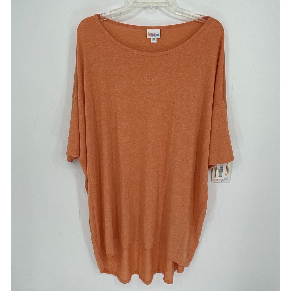 LuLaRoe NWT Women's Orange Irma Stretch Scoop Neck High Low Tunic Top Size 2XL